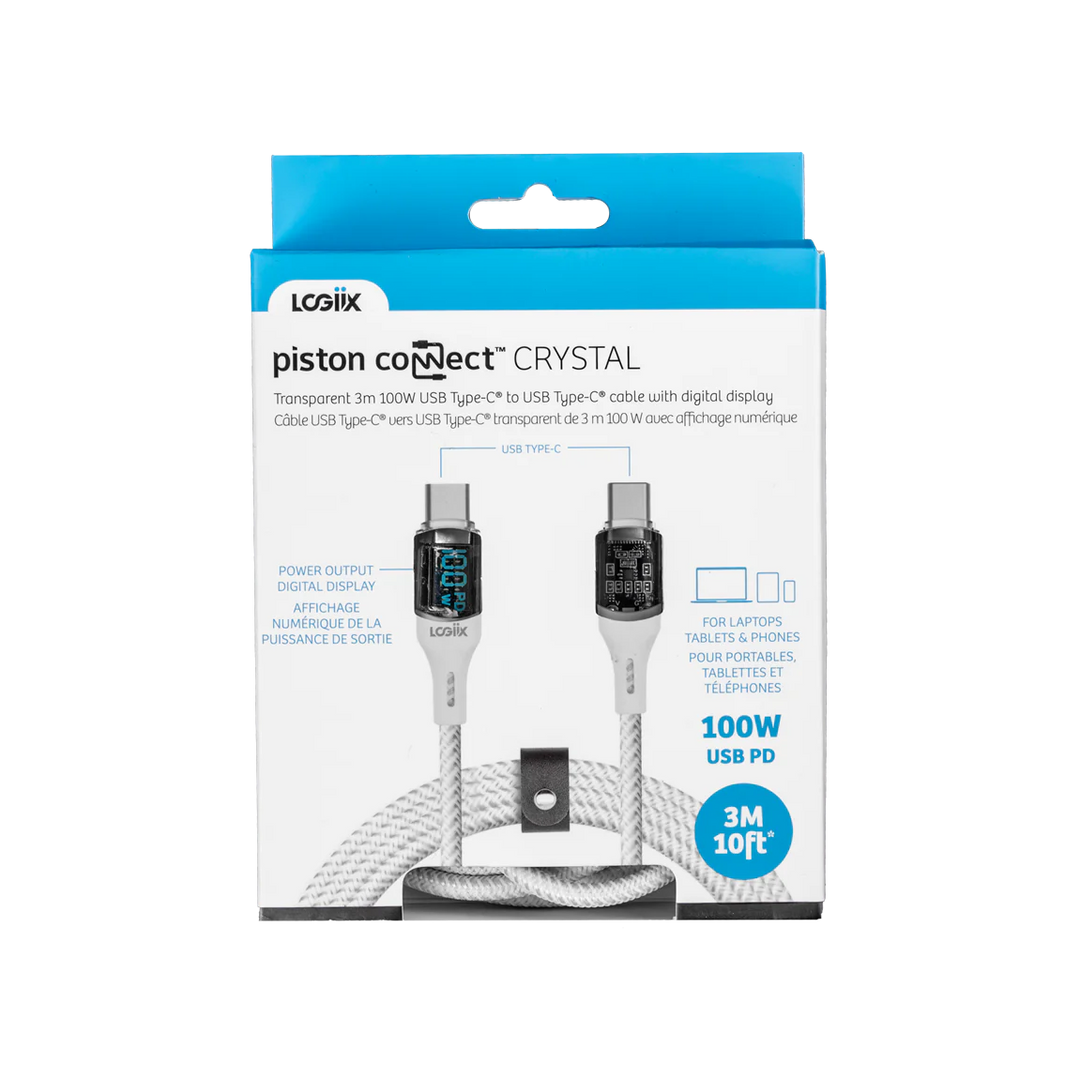 Piston Connect Crystal 1.5M 100W White USB-C to USB-C