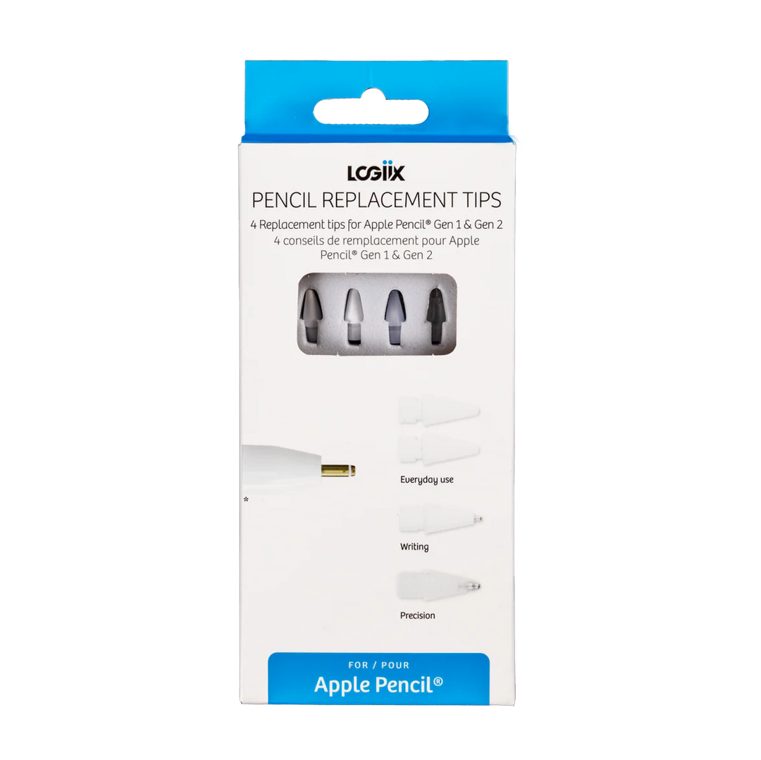 Repuestos para Apple Pencil LOGiiX 4 Pack Blanco/Transparente