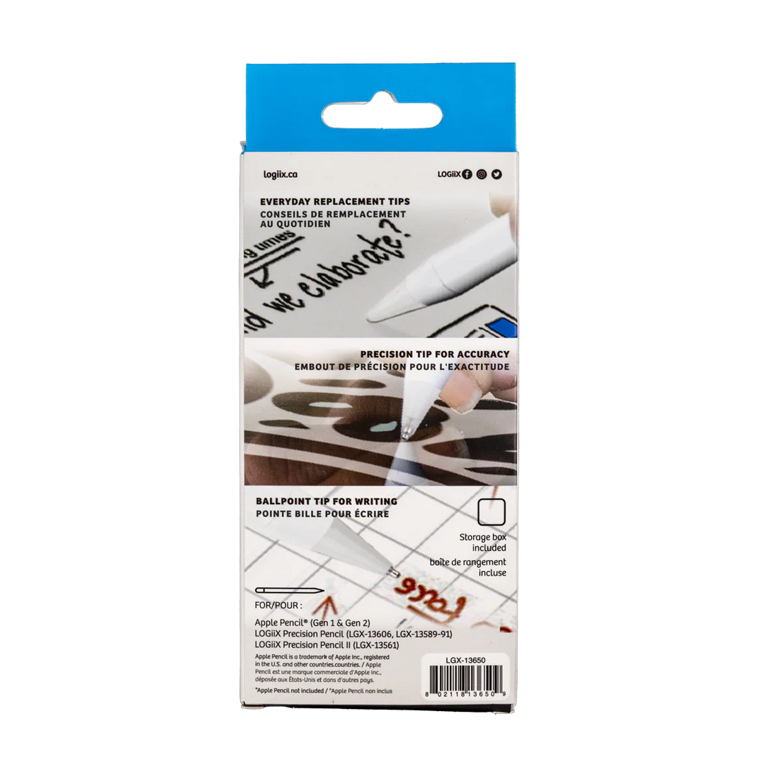Repuestos para Apple Pencil LOGiiX 4 Pack Blanco/Transparente